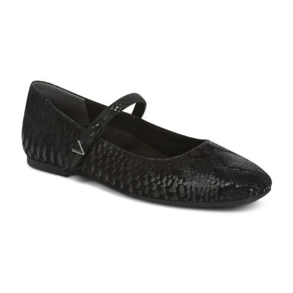 NIB Vionic Alameda Mary Jane Flat Black Snake Embossed Suede Women 8 Medium $150